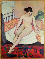 Akt csíkos takaróval, 1922